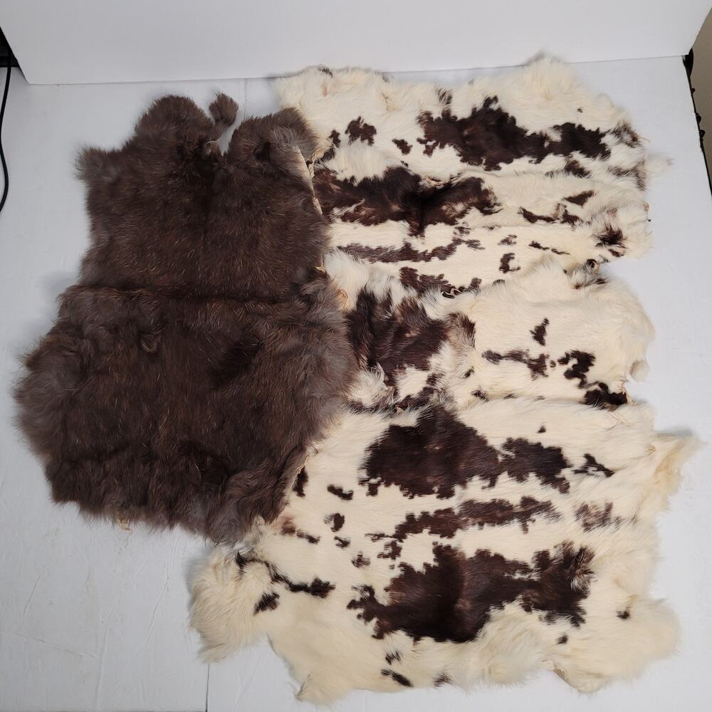 Luxurious Natural Rabbit Fur Pelts - 5 Pieces, 16x8 Inches